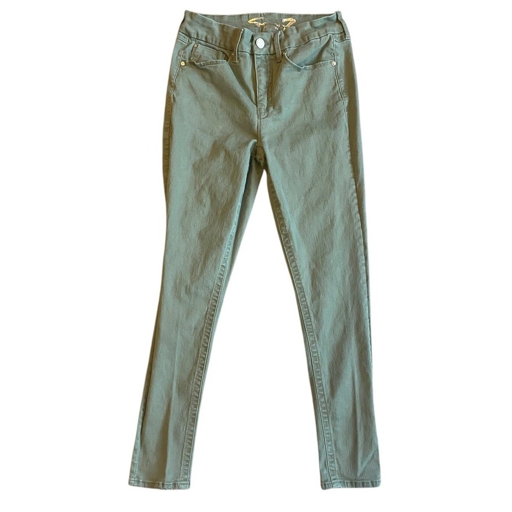 Seven7 Womens Olive Army Green Tummyless High Rise Skinny Jeans Size 8 Pants